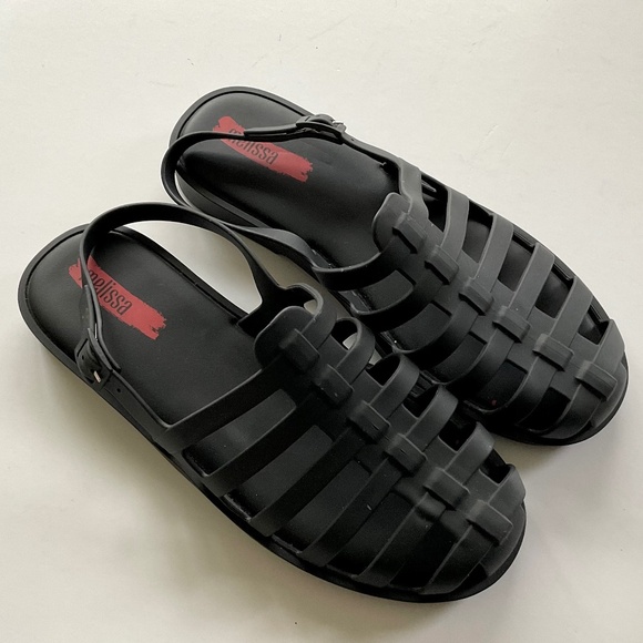 MELISSA  Jelly Fisherman Sandals Matte  Black Size 9 NWOT - Picture 1 of 4